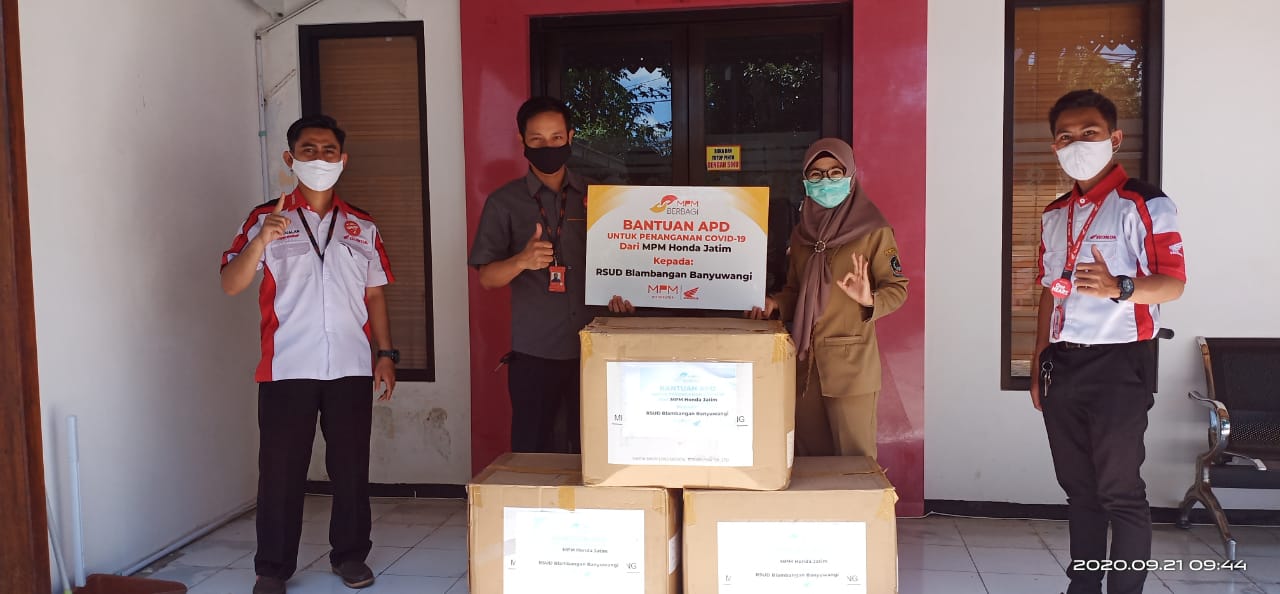 MPM Honda Jatim Serahkan Bantuan APD Untuk Tenaga Medis di Banyuwangi